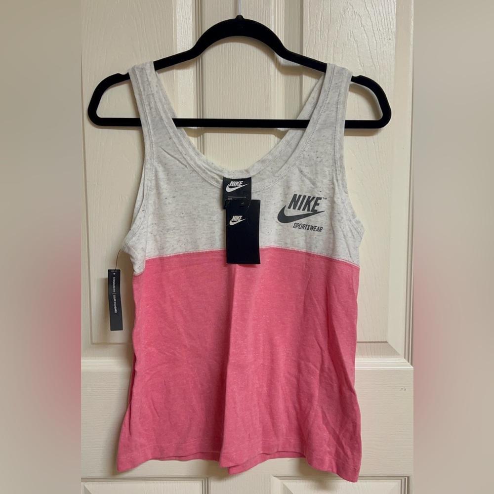 Nike Women's Two-Tone Pink and White Tank Top